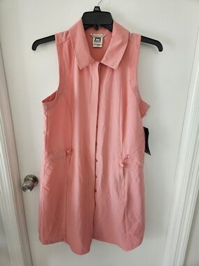 Avalanche Coral Sleeveless Button-Front Dress